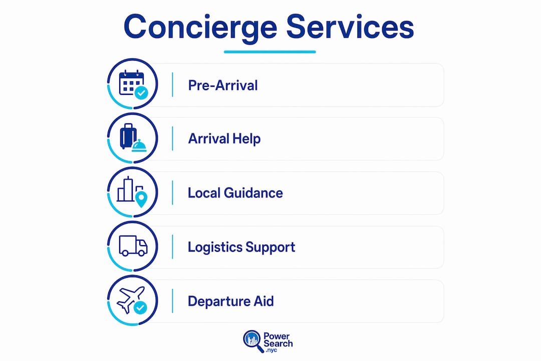 Infographic outlining concierge service steps for business travelers