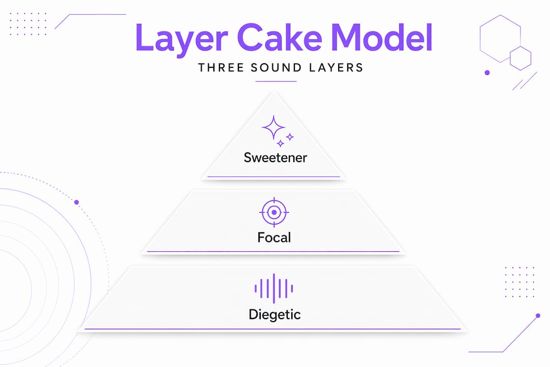 Pyramid infographic for layer cake sound model