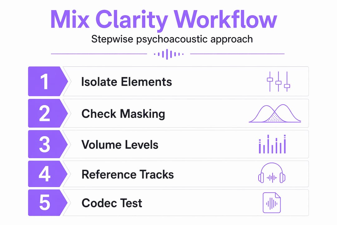Infographic showing mix workflow steps