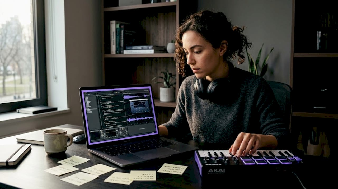 Developer debugging audio plugin workflow