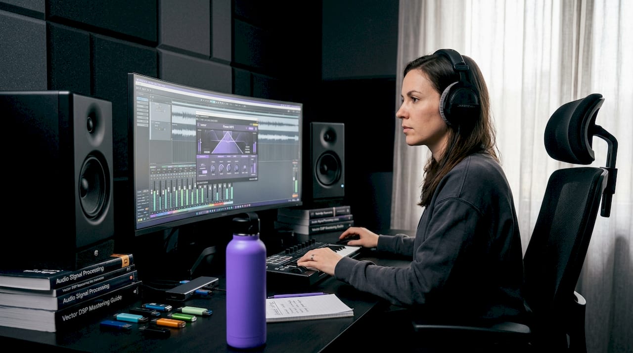 Engineer testing VST3 plugin in DAW