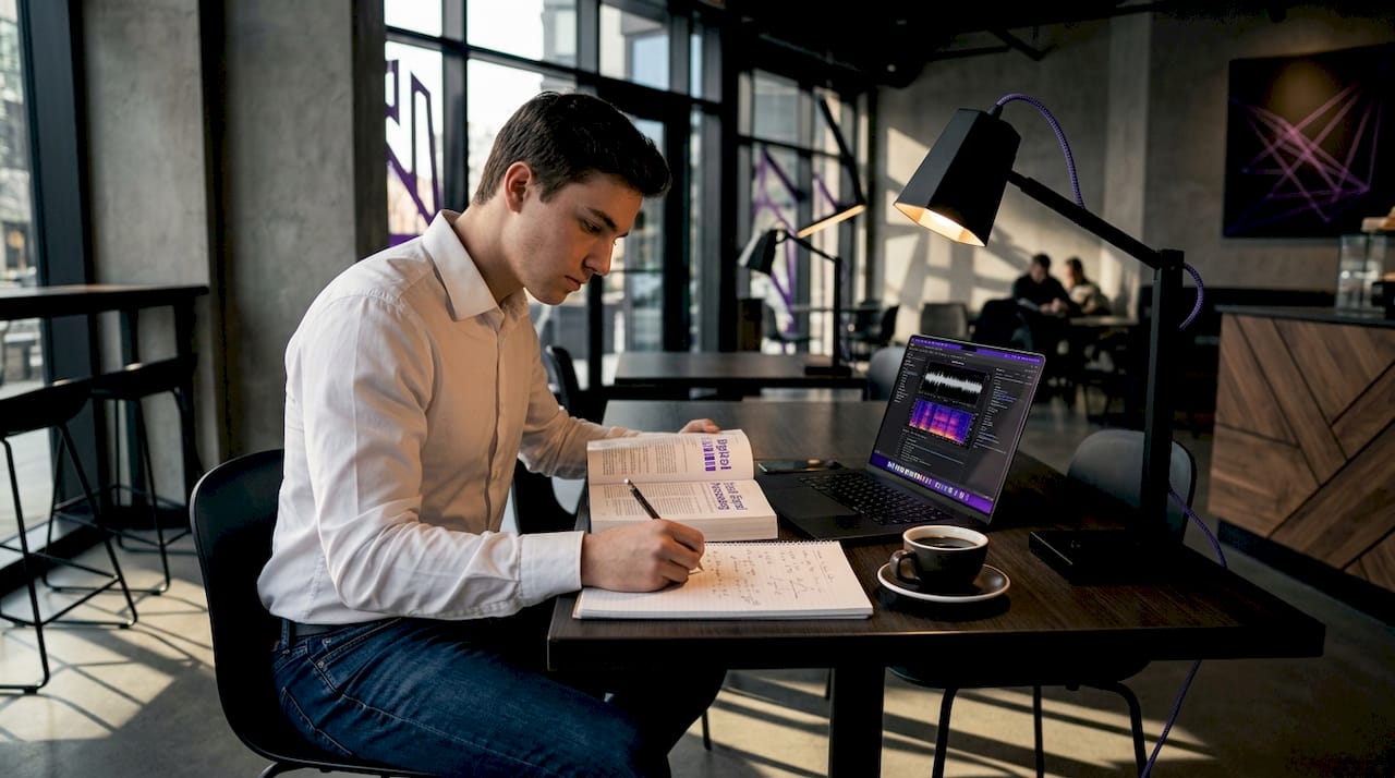 Student studying digital signal processing concepts