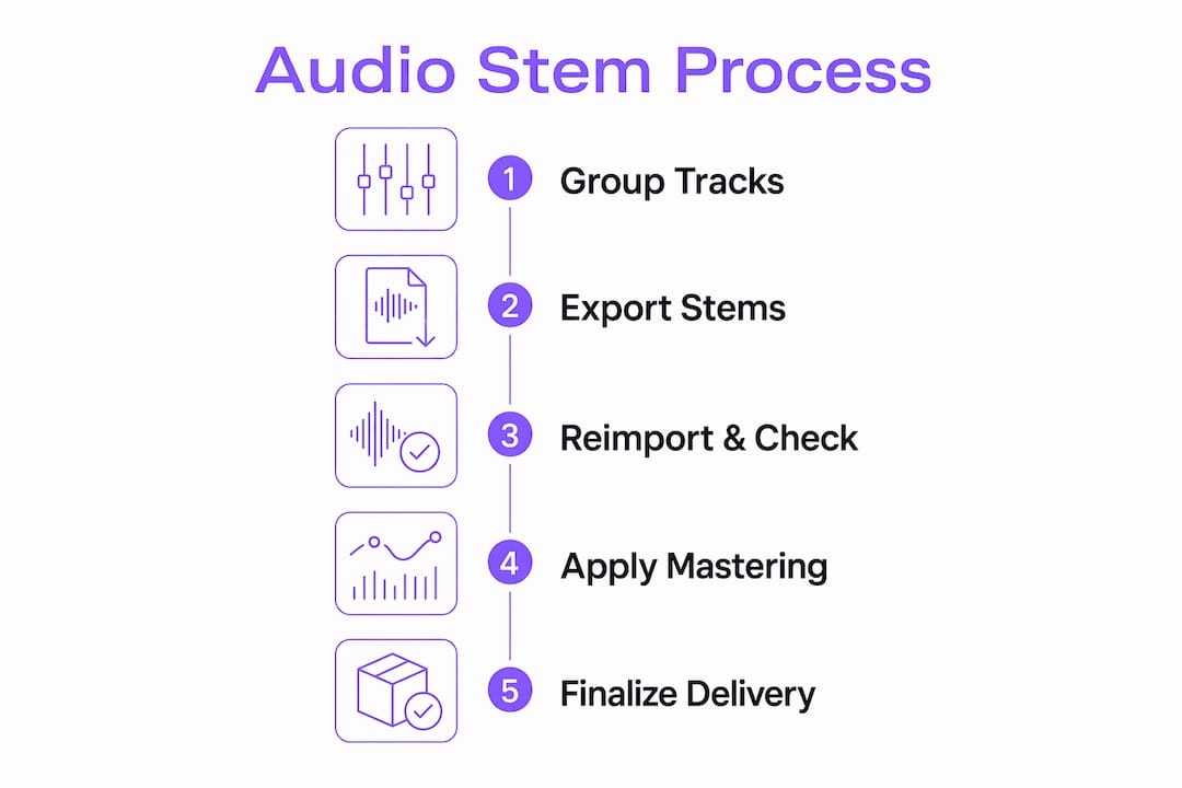 Infographic showing audio stem processing steps