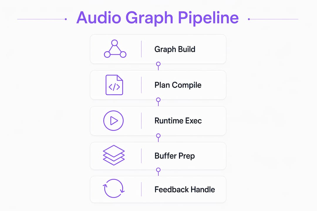 Infographic showing audio graph processing pipeline steps