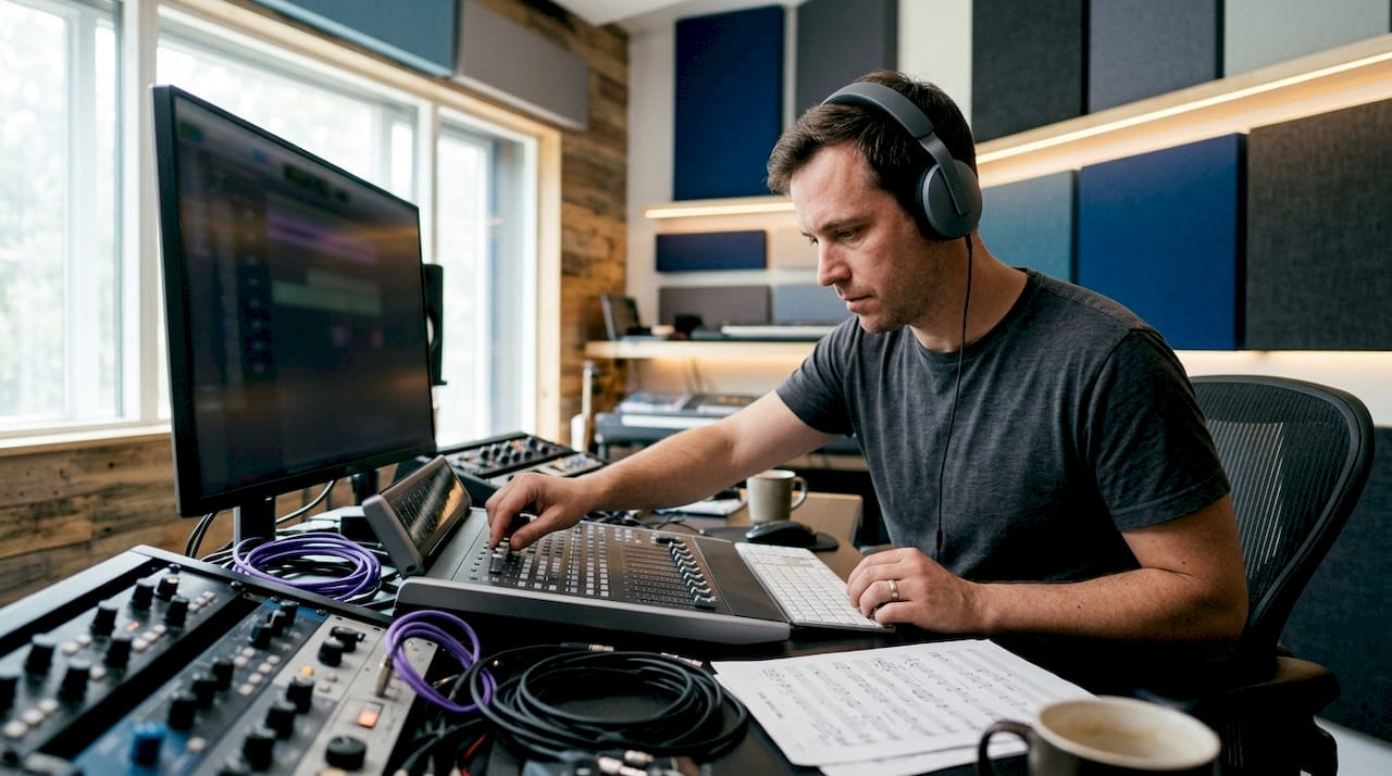 Audio engineer working on DSP processing