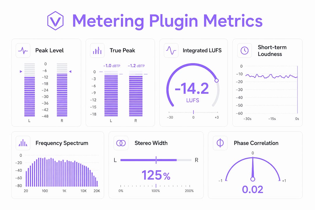 Infographic showing key metering plugin measurement types