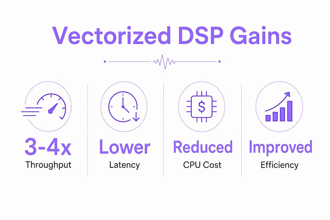 Infographic illustrating vectorized DSP performance benefits