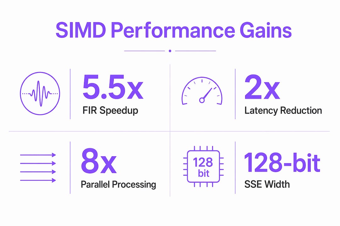 Infographic showing SIMD performance benefits and stats