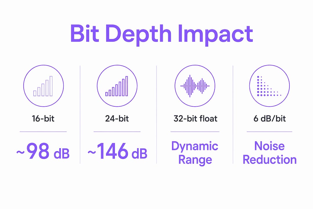 Infographic showing bit depth impact on dynamic range