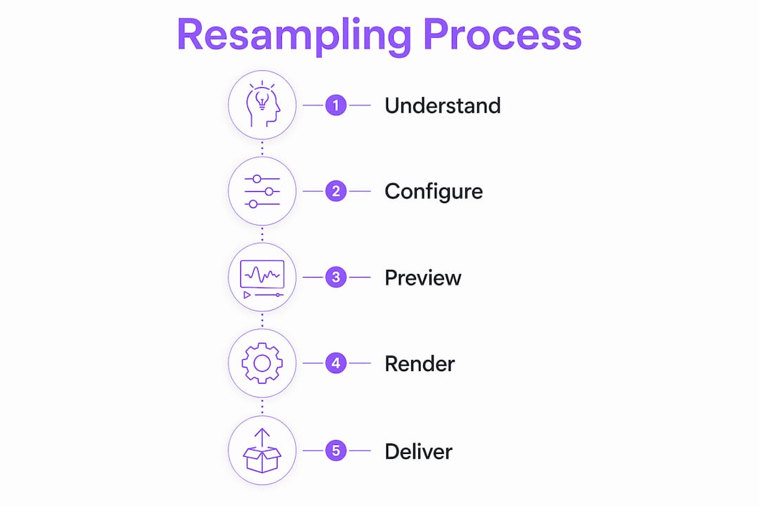 Infographic illustrating the audio resampling process steps