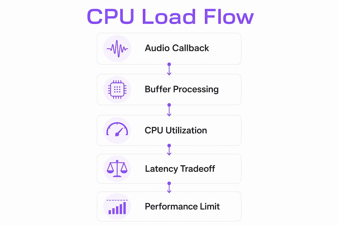 Infographic showing CPU load steps in audio processing