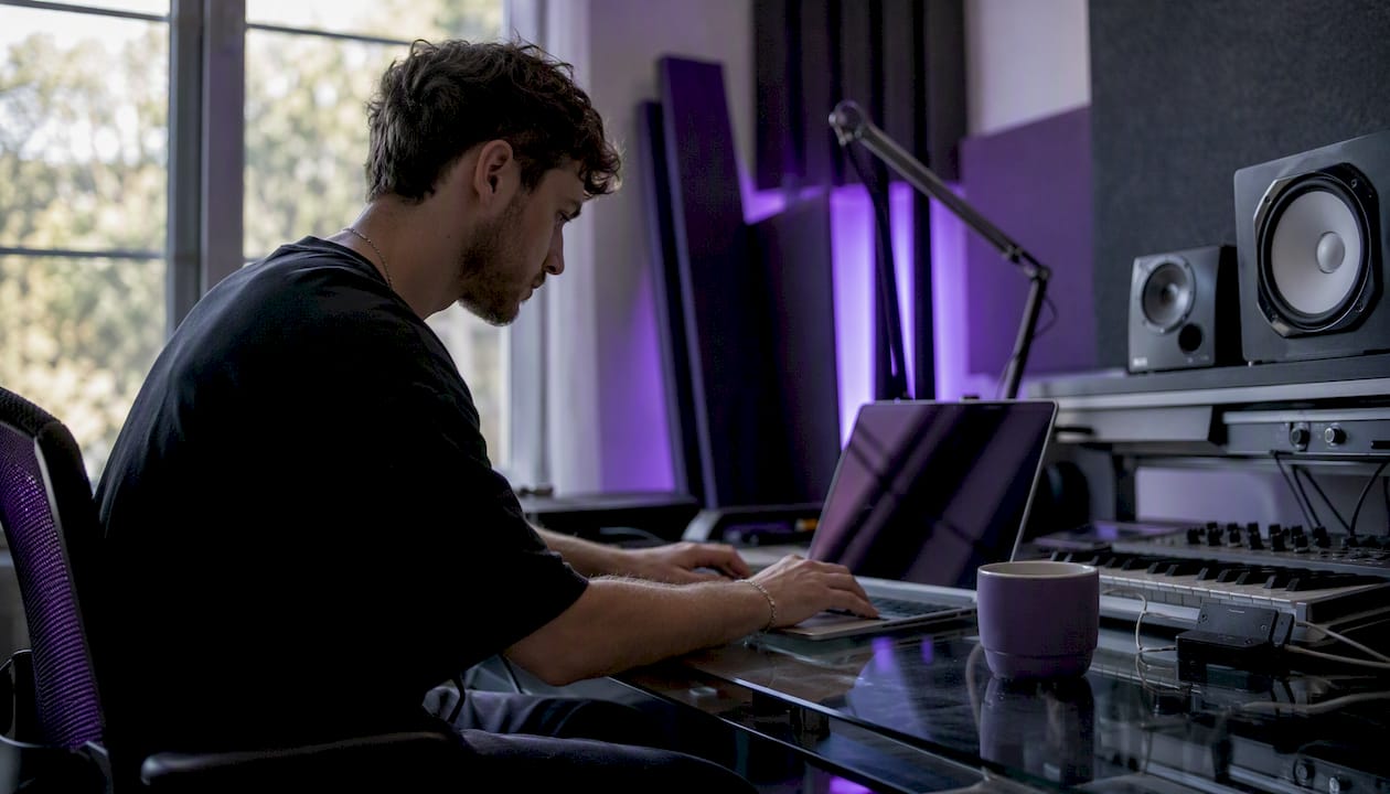 Music producer adjusting DSP plugins