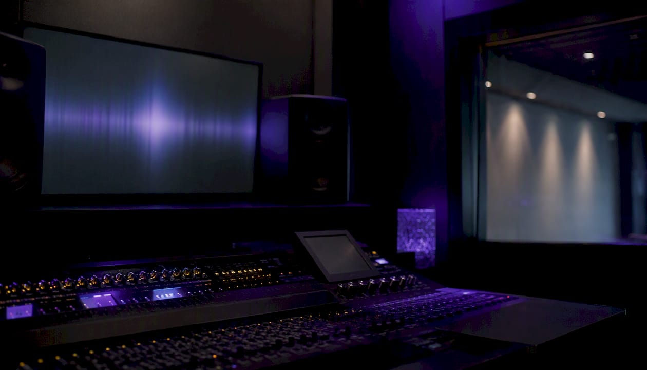 Abstract sound wave and studio mood lighting