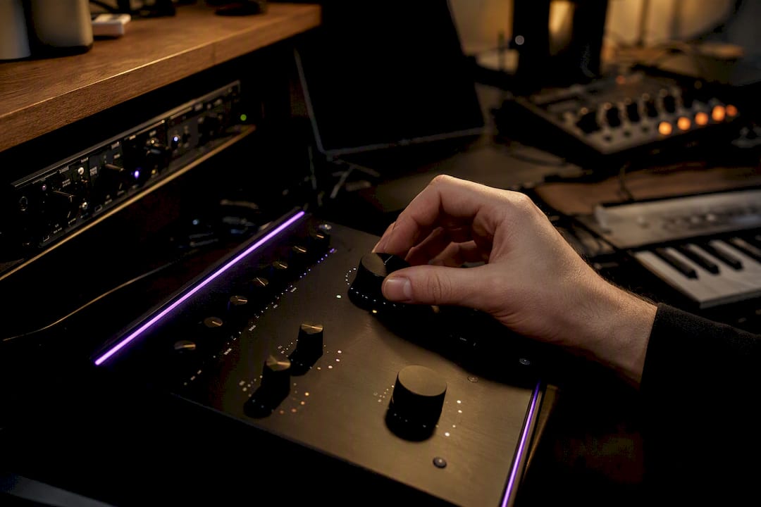 Hand adjusting audio plugin knob