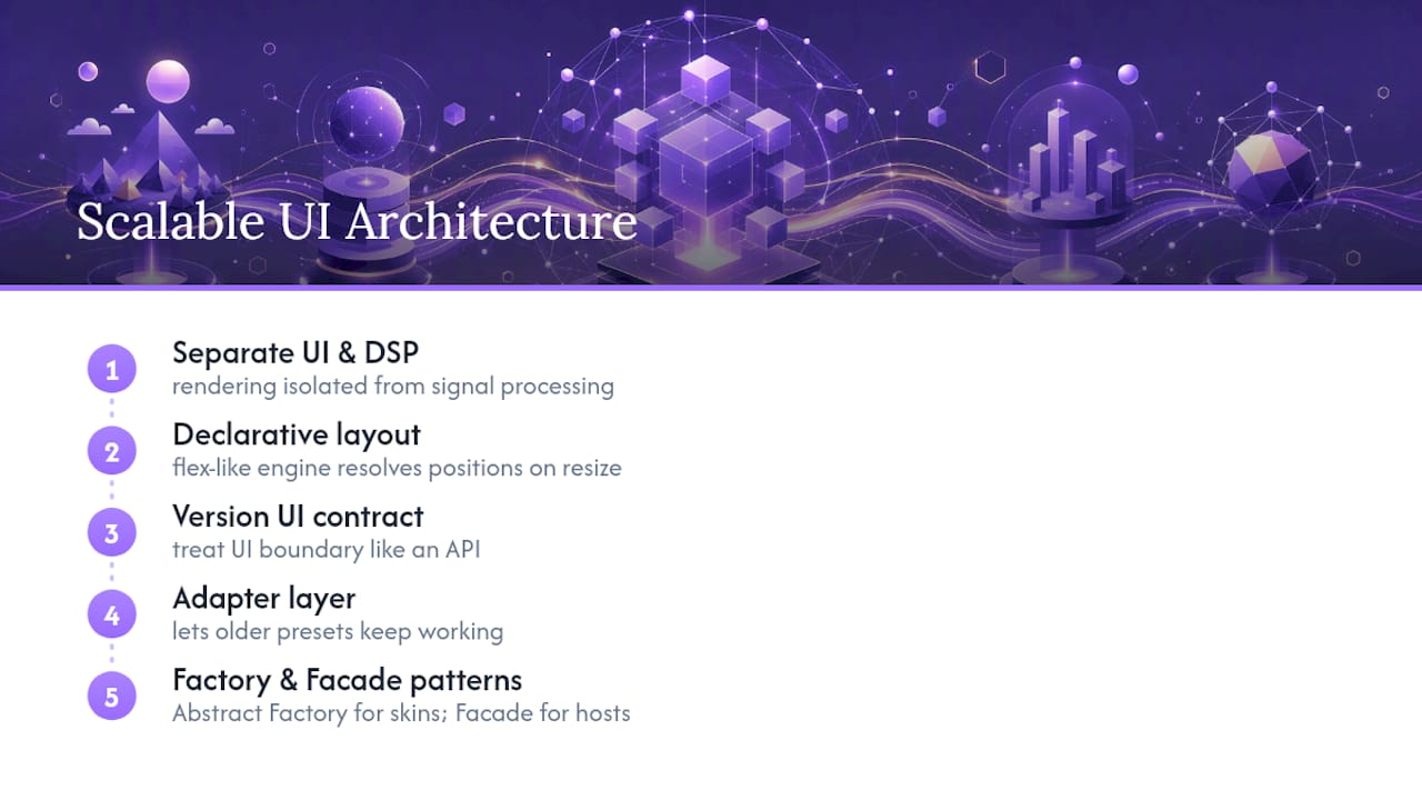 Maintainable plugin UI architecture components