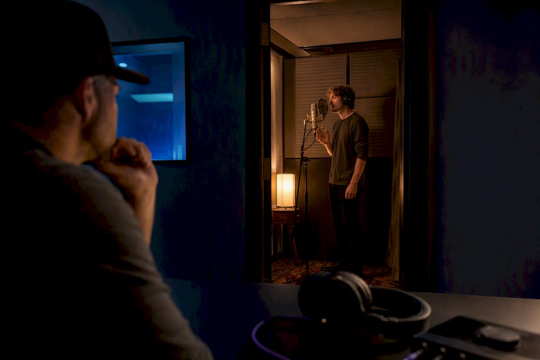 Engineer monitoring a live recording take