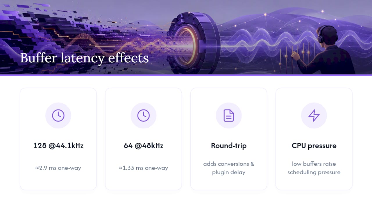 Buffer size, latency, and CPU pressure comparison