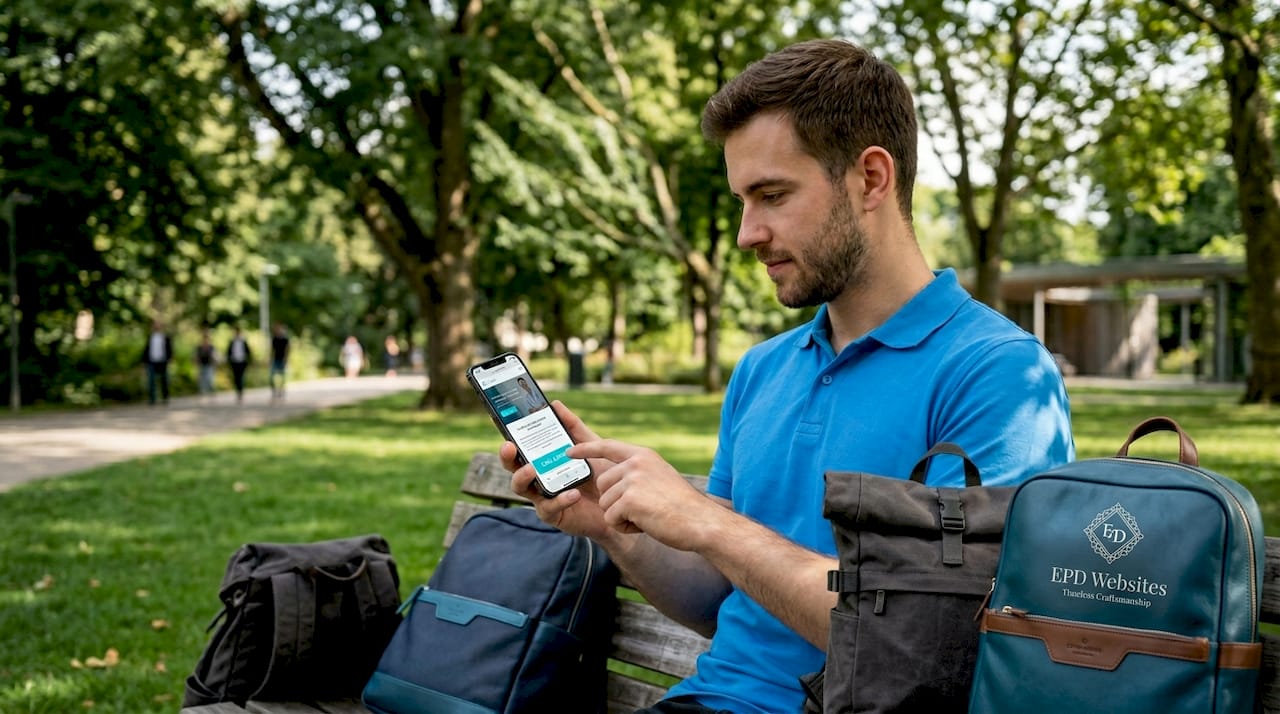 Man using clinic website on smartphone