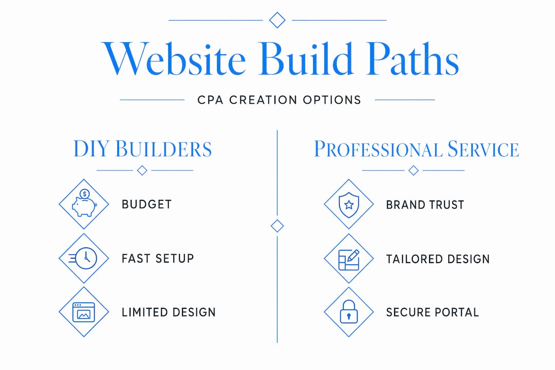 Infographic comparing CPA website build options