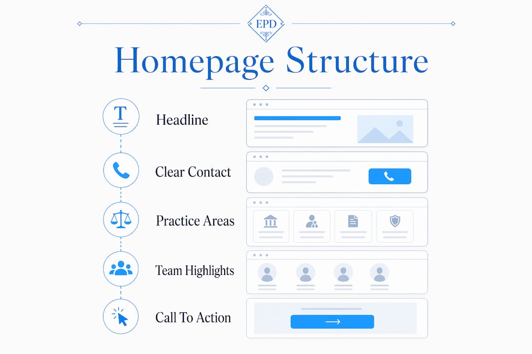 Infographic outlining core homepage elements