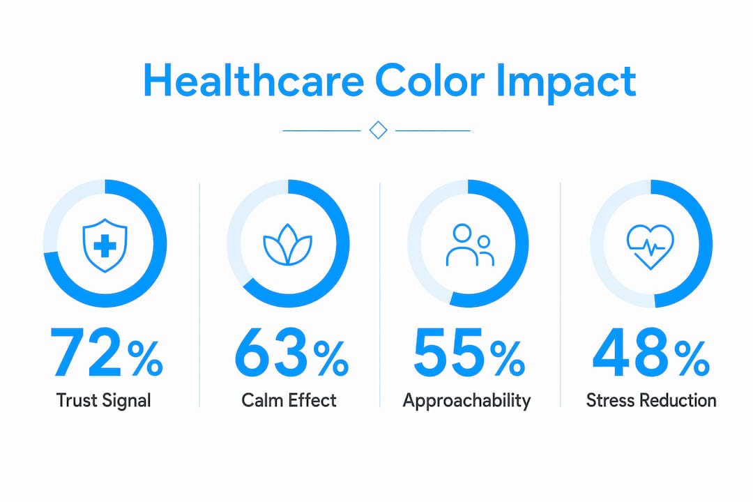 Infographic showing healthcare color psychology statistics