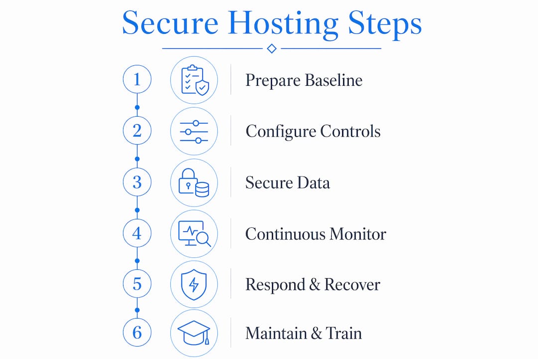 Infographic with steps to secure physician website hosting