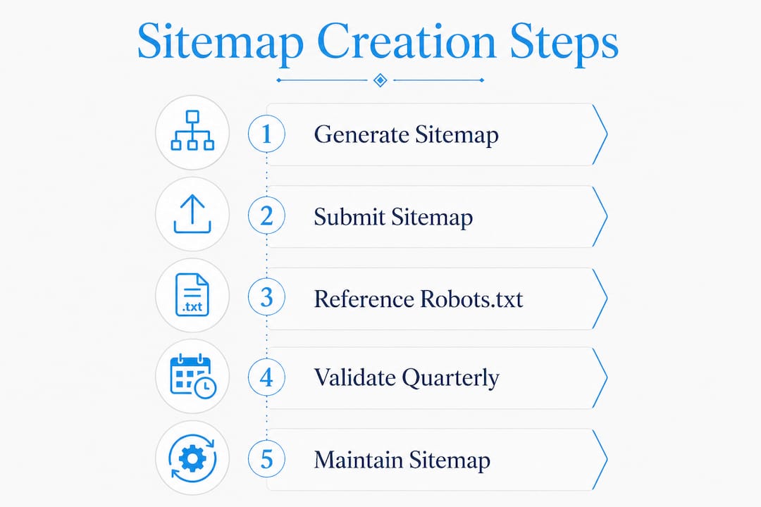 Infographic illustrating sitemap creation steps