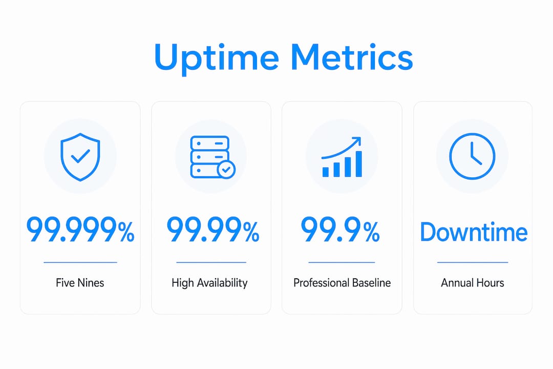 Infographic showing uptime percentages and downtime metrics