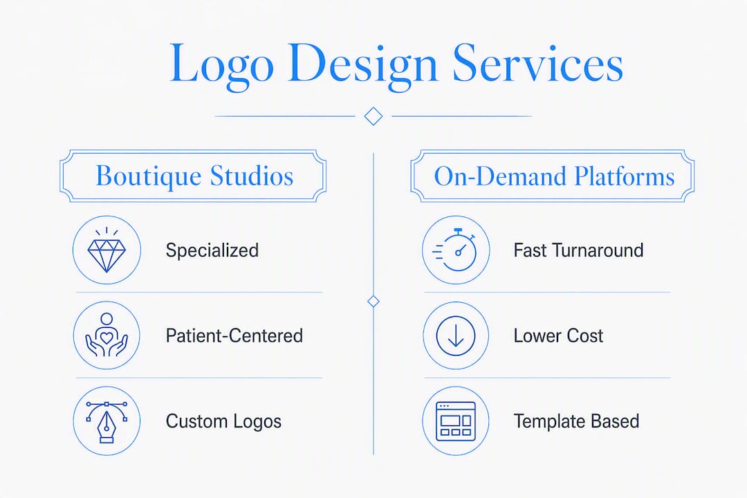 Infographic comparing logo design service types