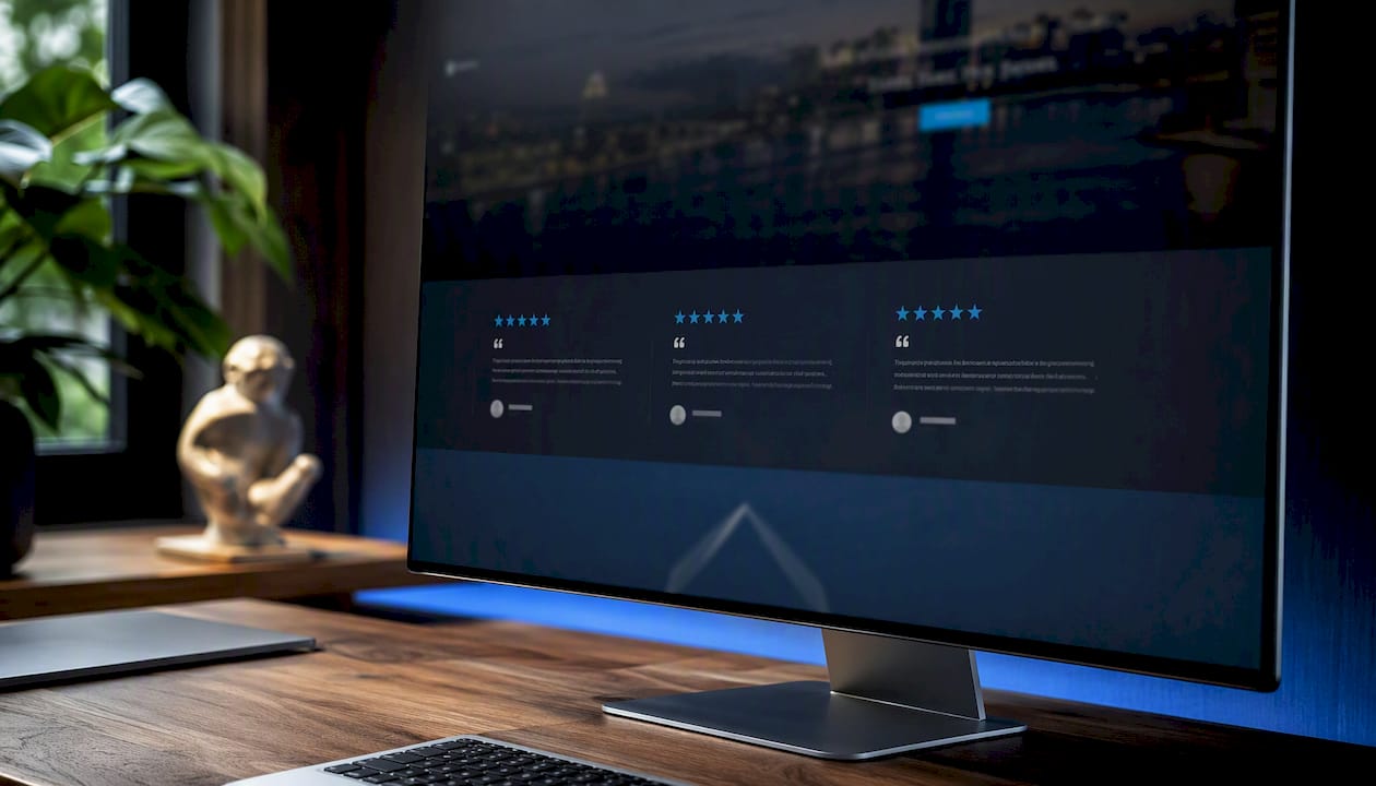 Website homepage showing review trust strip