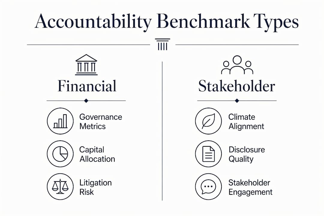 Infographic comparing financial and stakeholder benchmark types
