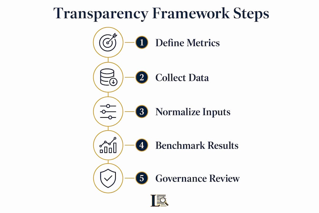Infographic showing corporate transparency framework steps