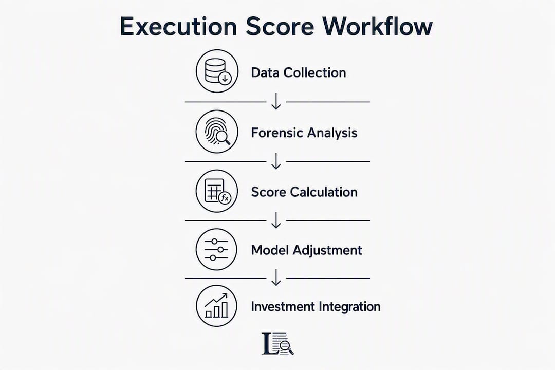 Infographic outlining execution score research workflow