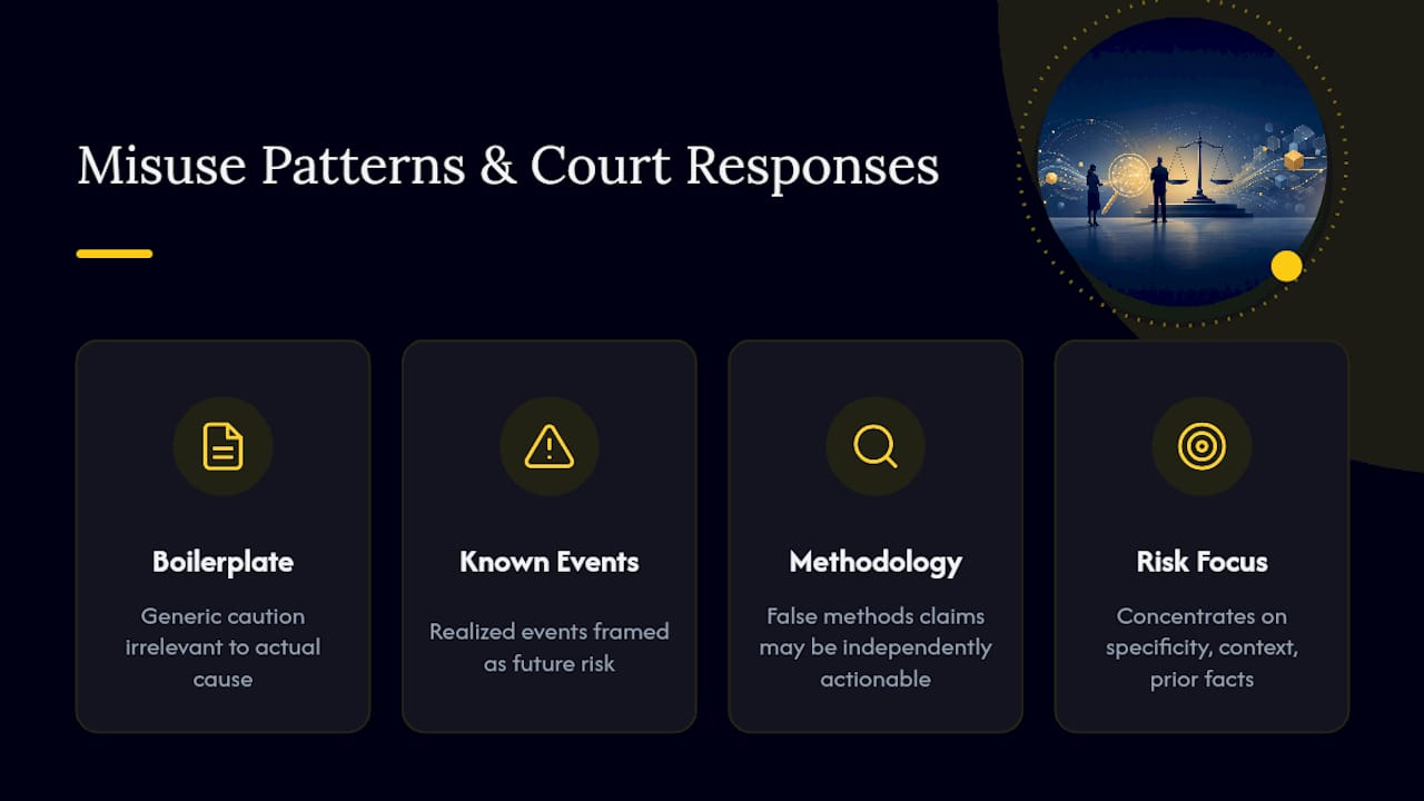 Recognizable Misuse Patterns and How Courts Have Responded — overview diagram