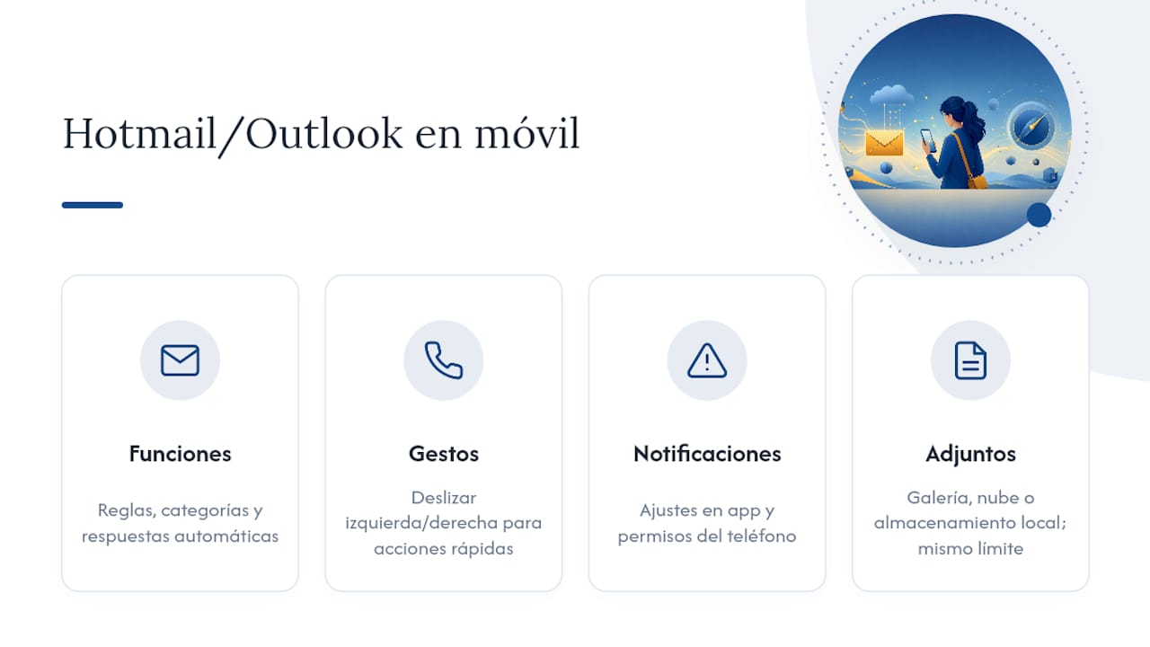 Uso de Hotmail y Outlook desde el móvil — overview diagram