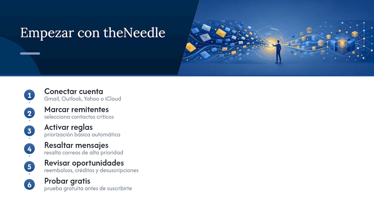 Cómo empezar con theNeedle en menos de 72 horas — overview diagram