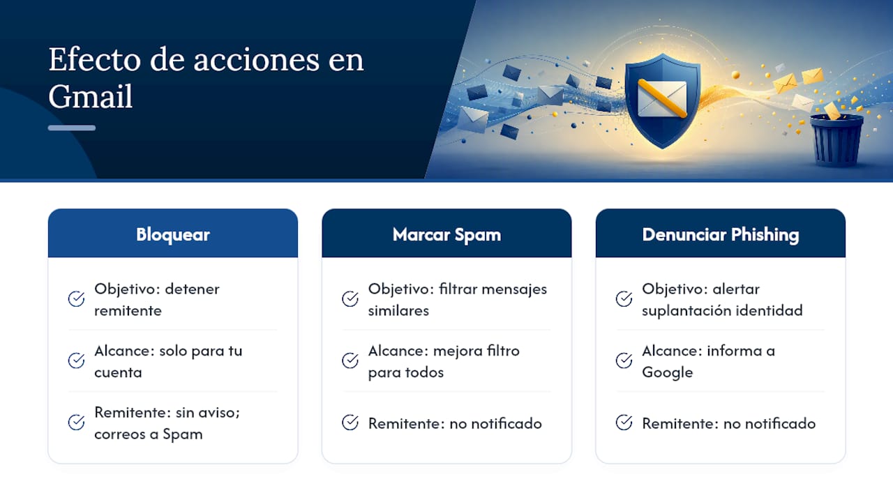 Diferencias entre bloquear spam y phishing