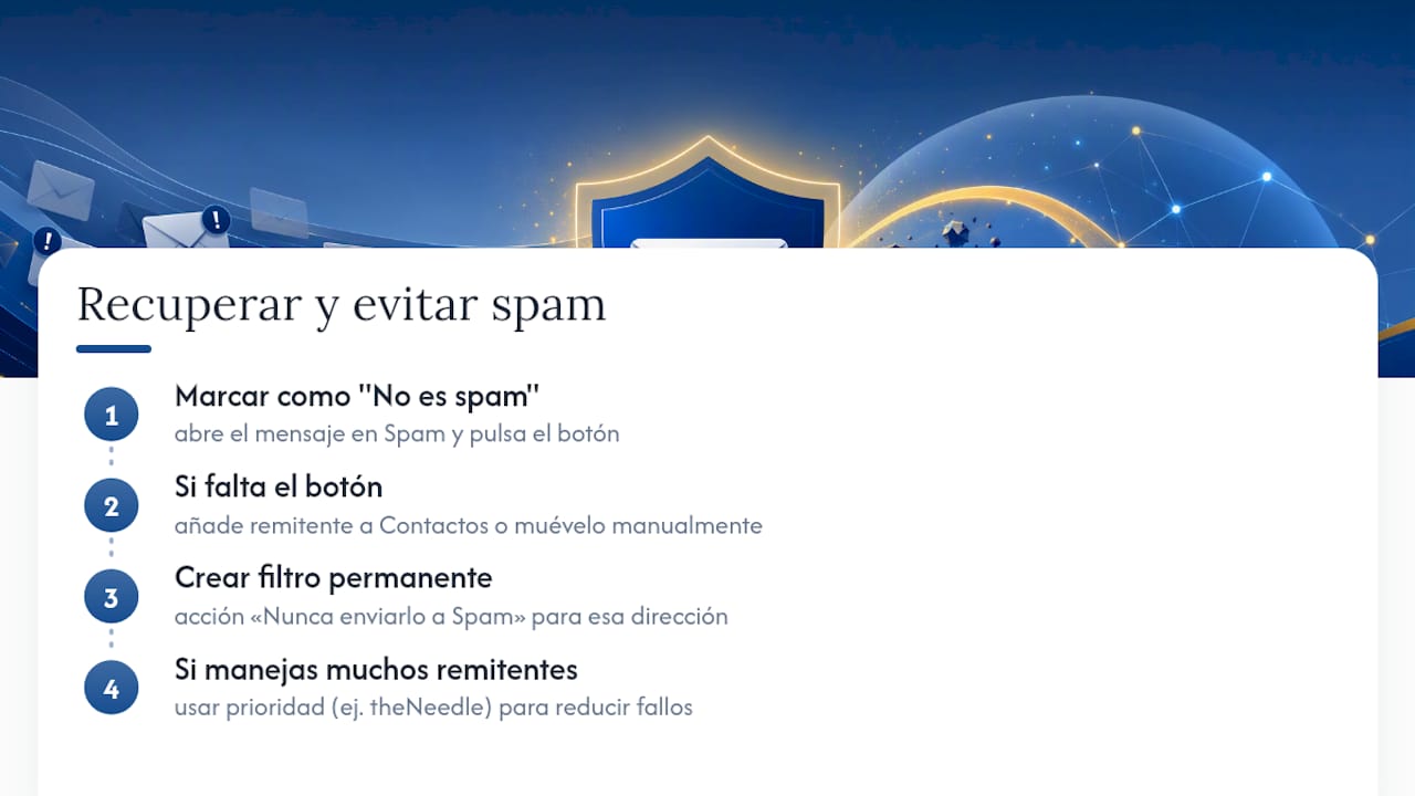 Cómo recuperar correos legítimos marcados como spam por error — overview diagram