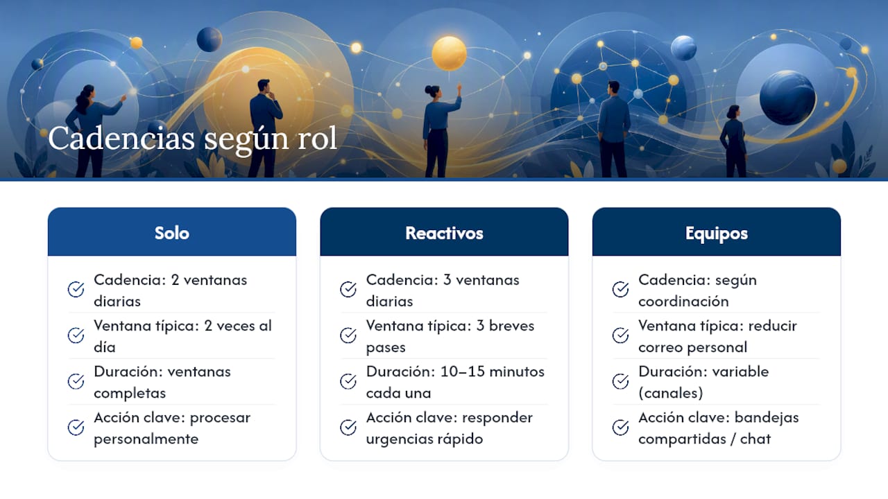 Frecuencia de correos según volumen y rol