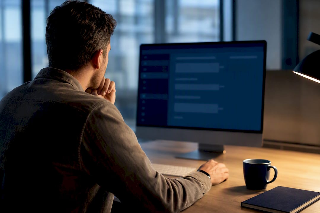 Professional reviewing an email reply thread