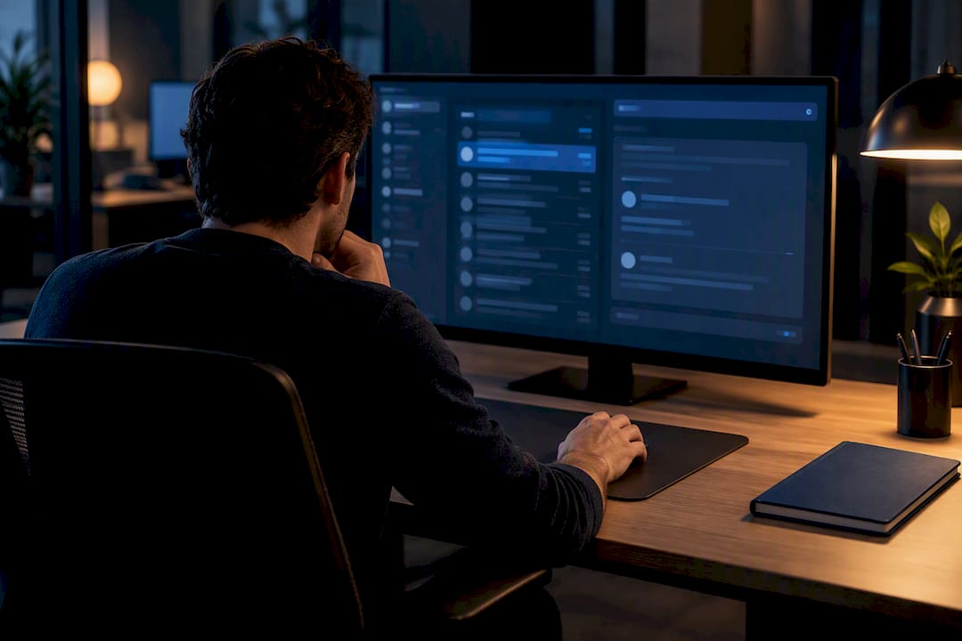 Professional reviewing unanswered email threads
