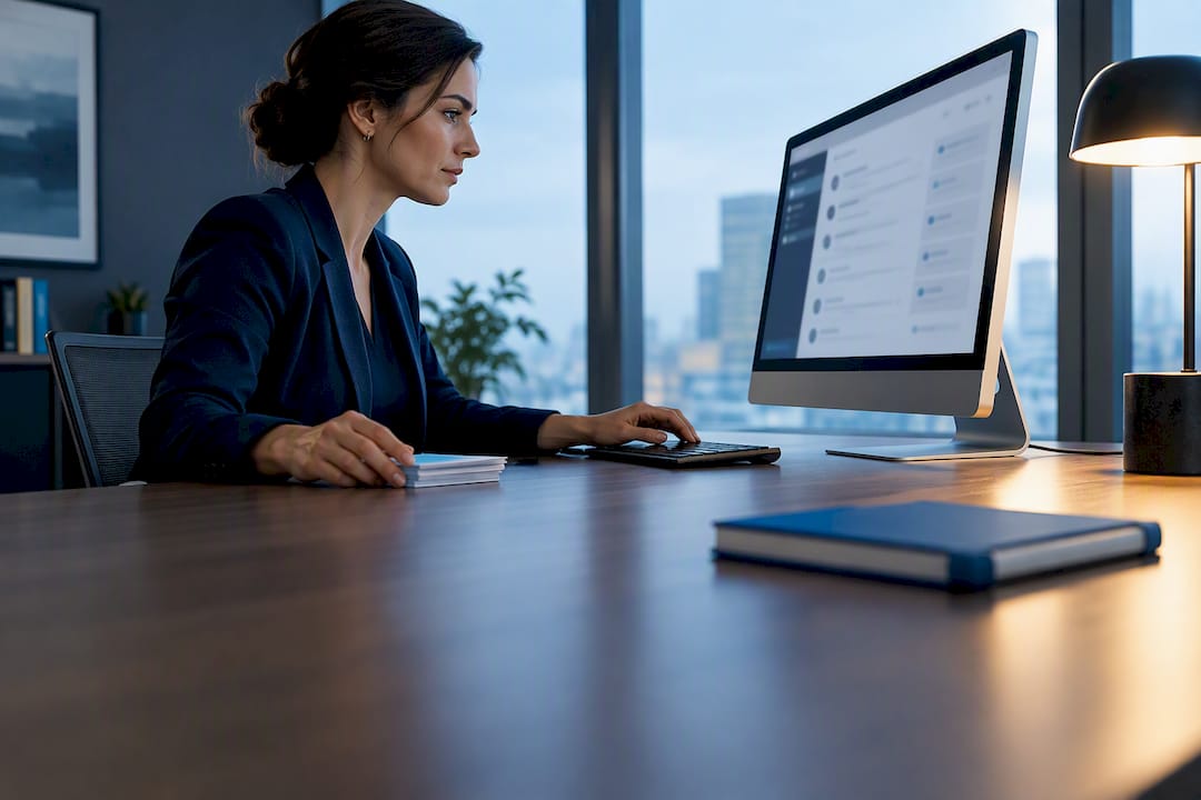 Professional reviewing an overloaded email inbox
