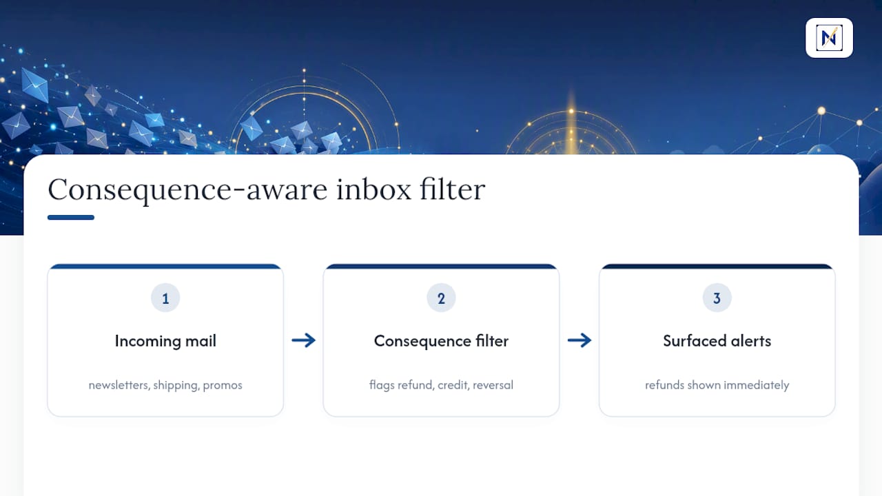 Email filter surfacing financially important messages