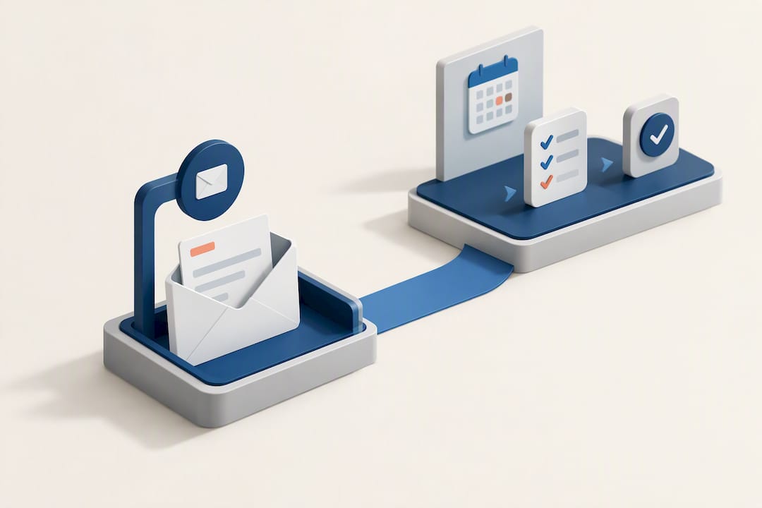 Ilustración de un correo leído frente a una obligación cumplida