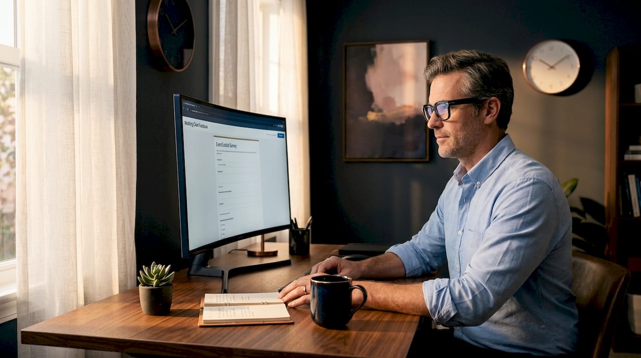Professional reviews client questionnaire responses