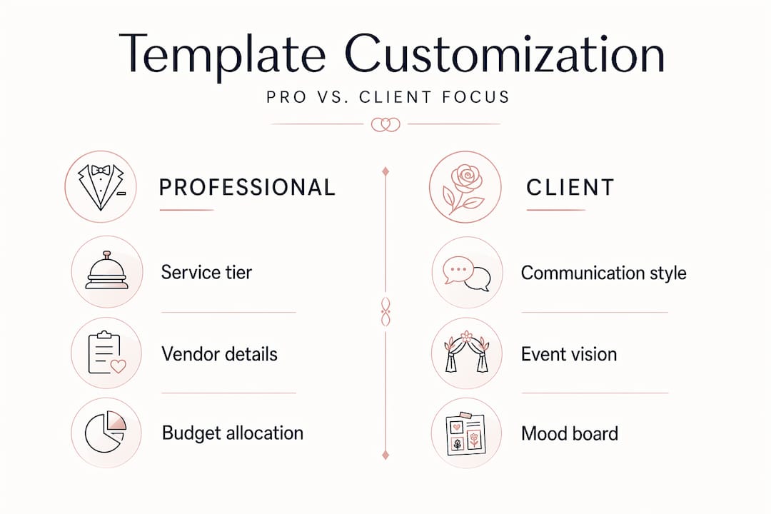 Infographic comparing professional and client template focus