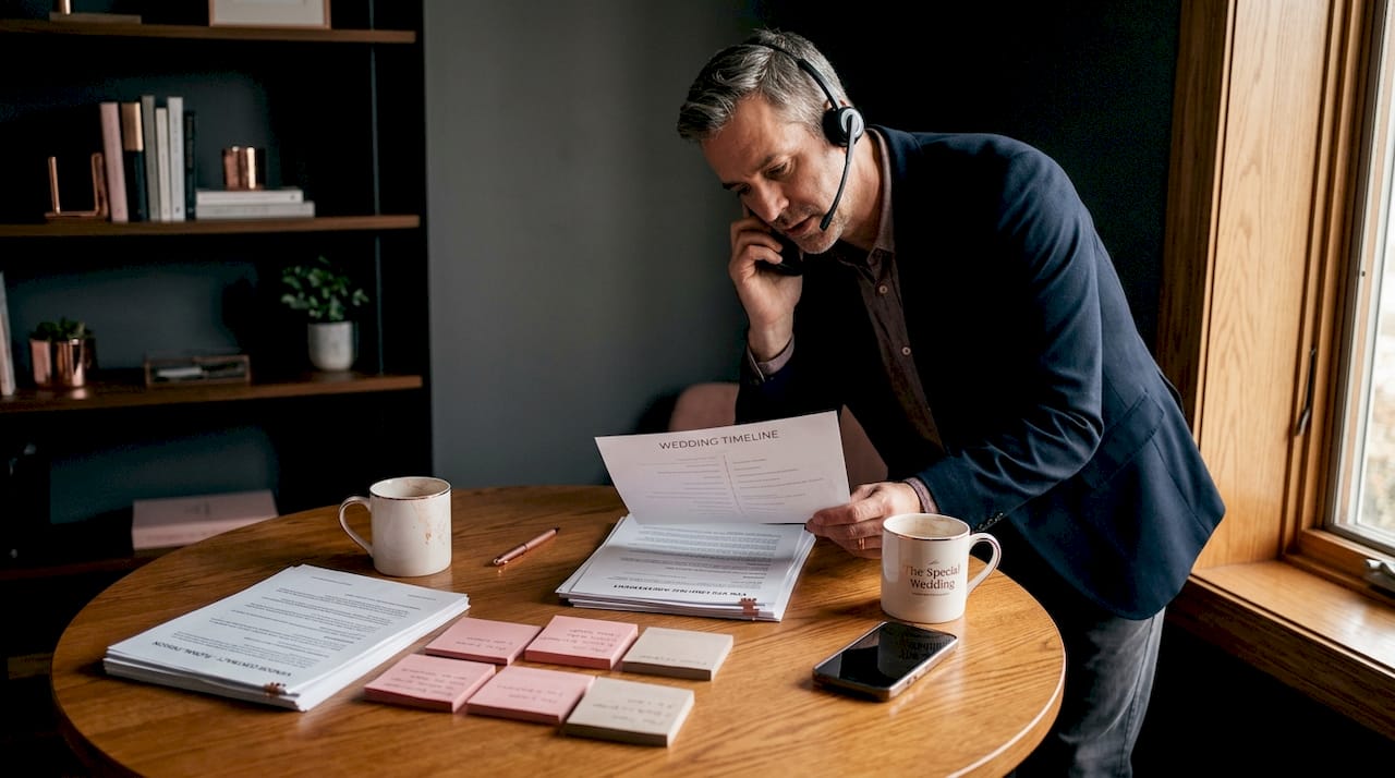 Coordinator handles vendor calls in home office