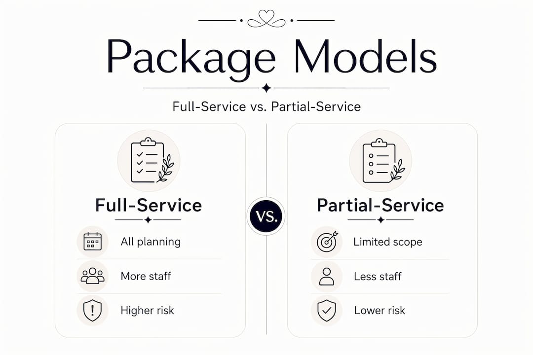 Infographic comparing full-service and partial-service package models