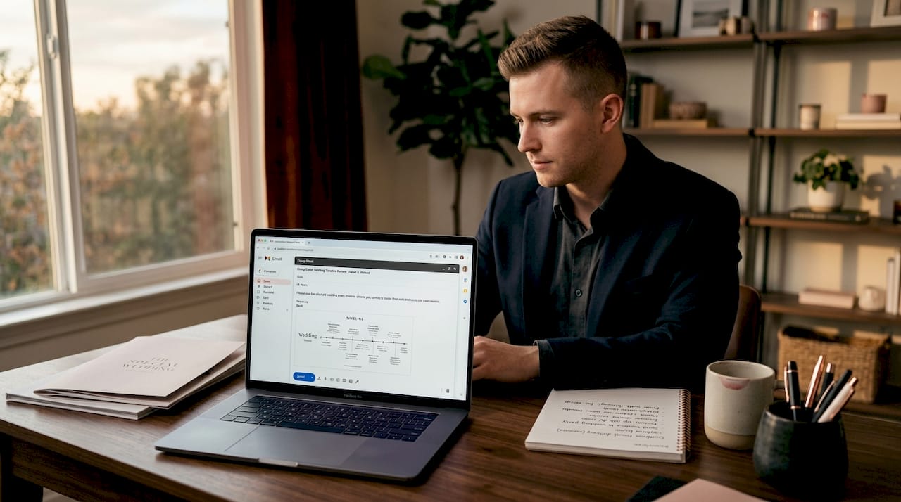 Coordinator sending timeline email to vendors