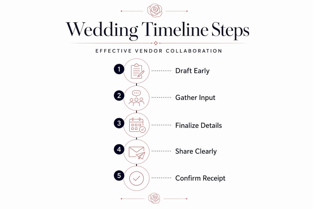 Infographic showing wedding timeline collaboration steps